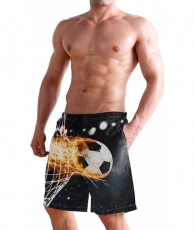 Board Shorts Men's Swim Trunks Wrestle Like You Mean It Quick Dry Beach Board Shorts with Pockets - Fire Soccer Ball - CC18QQ...