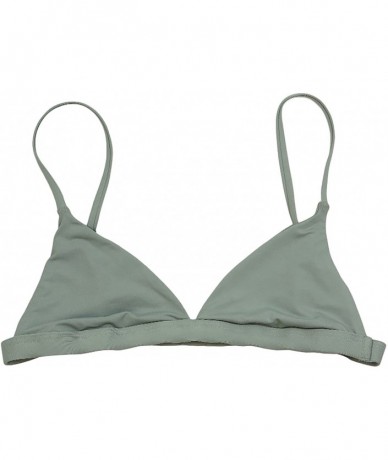 Sets Women's Cross Back or Classic Triangle Double Layered Swim Top Bra Non Padded Wireless - Stone - CC18CYIQIYT $43.53