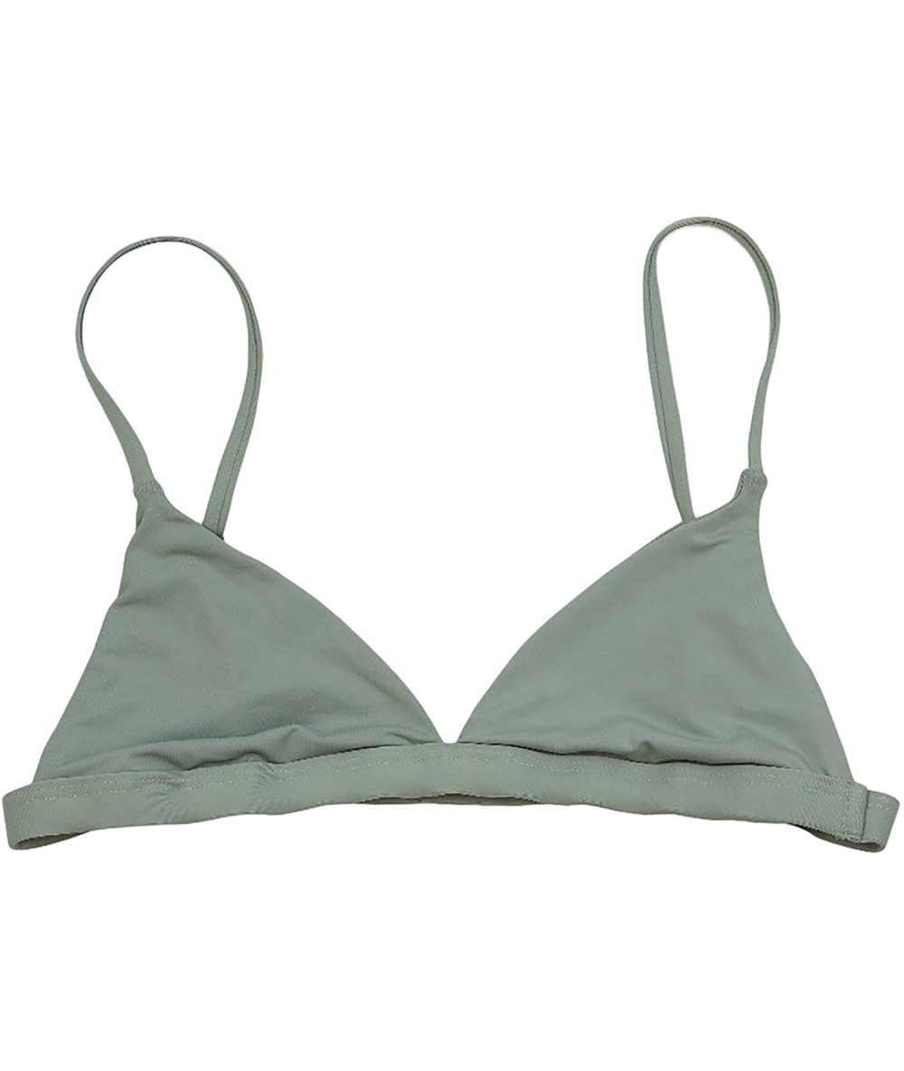 Sets Women's Cross Back or Classic Triangle Double Layered Swim Top Bra Non Padded Wireless - Stone - CC18CYIQIYT $43.53