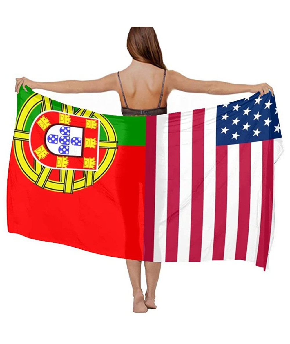 Cover-Ups Women Fahion Swimsuit Bikini Cover Up Sarong- Party Wedding Shawl Wrap - Usa America Portugal Flag - C619C6NH5XU $4...