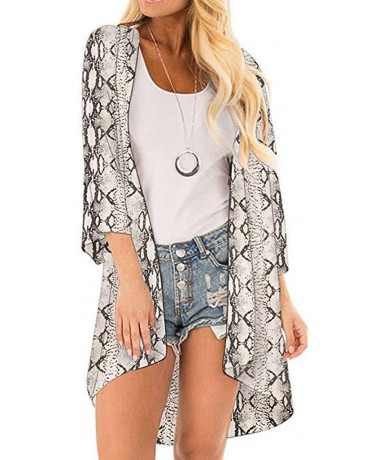 Cover-Ups Womens Kimono Cardigan- Boho Loose Half Sleeve Cover Up Smock Tops Blouses - 10 Gray - CY18TN0QUAO $24.46