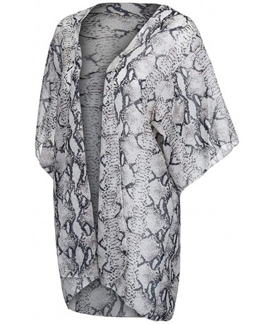 Cover-Ups Womens Kimono Cardigan- Boho Loose Half Sleeve Cover Up Smock Tops Blouses - 10 Gray - CY18TN0QUAO $24.46