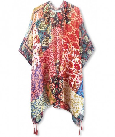 Cover-Ups Women's Print Kimono Cardigan Loose Cover Up Casual Blouse Tops - A Color1 - C618LX5ROIK $45.83