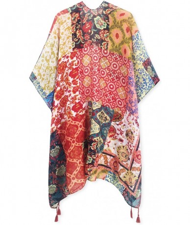 Cover-Ups Women's Print Kimono Cardigan Loose Cover Up Casual Blouse Tops - A Color1 - C618LX5ROIK $45.83