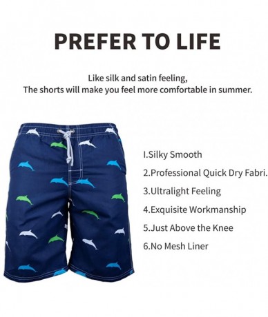 Board Shorts Men's Board Shorts- Quick Dry Swimwear Beach Holiday Party Bermuda Swim Big Pants - Dolphin-dark Blue - CJ18K78W...