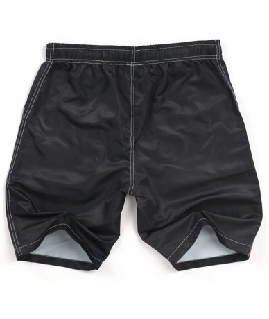 Trunks Men's Summer Swim Trunk Solid Color Quick Drying Athletic Large Size Beach Short Pants - Black - CT18W68I6C5 $28.31