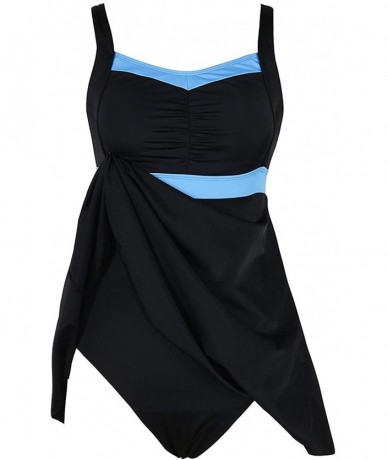 Racing Women One Piece Swimdress Slimming Tummy Control Lining Bathing Suit - Black&blue - CJ18T4WQUYD $69.15