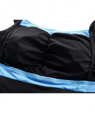 Racing Women One Piece Swimdress Slimming Tummy Control Lining Bathing Suit - Black&blue - CJ18T4WQUYD $69.15