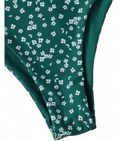 Sets Women's Sexy Bikini Swimsuit Tie Knot Front Leopard Print Swimwear Set - Zfloral-green - CT18QRCUL5Q $37.49