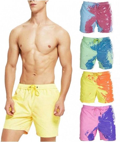 Trunks SIMYJOY Men Color Changing Swim Trunks Temperature Sensitive Beach Pants for Father/Boyfriend - Pink - CP190HKG8IA $45.66