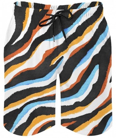 Board Shorts Men's Beach Shorts Seamless Animal Stripes Print Abstract Board Shorts with Pockets - White3 - C219DY806N7 $36.42