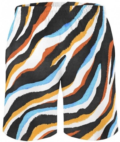 Board Shorts Men's Beach Shorts Seamless Animal Stripes Print Abstract Board Shorts with Pockets - White3 - C219DY806N7 $36.42