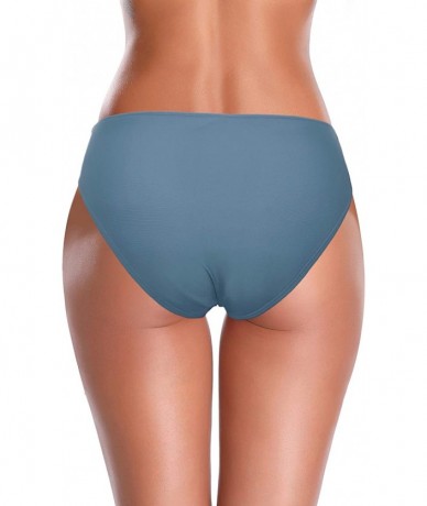 Bottoms Women's Cheeky Swimsuit Twist Front Bikini Bottoms Ruched Swim Bottoms - Light Blue - CK196U6XQAE $34.73