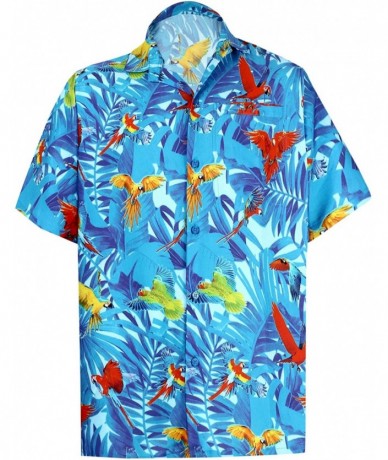 Cover-Ups Men's Relaxed Funky Hawaiian Shirt Short Sleeve Front Pocket Printed C - Blue_w601 - C118U2OYAZ8 $30.21