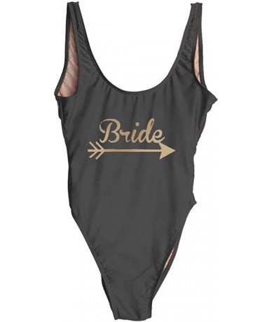 One-Pieces Bride One Piece Swimsuit Cupid's Arrow Bride Tribe Bathing Suits Bride Swimwear Wedding Gift Bodysuit Bride black ...