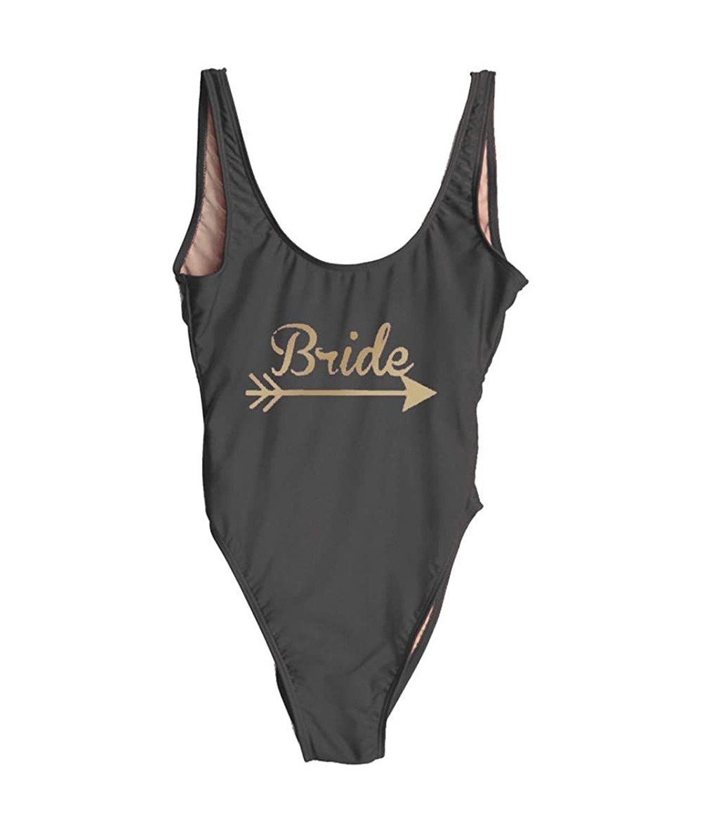 One-Pieces Bride One Piece Swimsuit Cupid's Arrow Bride Tribe Bathing Suits Bride Swimwear Wedding Gift Bodysuit Bride black ...