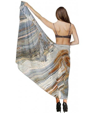 Cover-Ups Women Chiffon Scarf Summer Beach Wrap Skirt Swimwear Bikini Cover up Marble Mixed Tones Rock Gemstones Blue Grey - ...