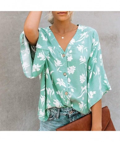 Cover-Ups Floral Blouses ❀ Womens Boho Flower Cardigan Bell Sleeve Shirts Beach Kimono Bohemian Loose Fit Summer Fashion Same...