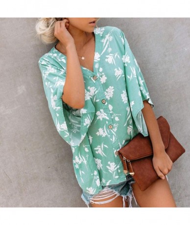 Cover-Ups Floral Blouses ❀ Womens Boho Flower Cardigan Bell Sleeve Shirts Beach Kimono Bohemian Loose Fit Summer Fashion Same...