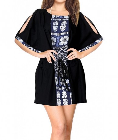 Cover-Ups Women's Rayon Beach Cover up Swimsuit Kimono Cardigan with Bohemian Floral Print - Halloween Black_b125 - CU180M5M5...