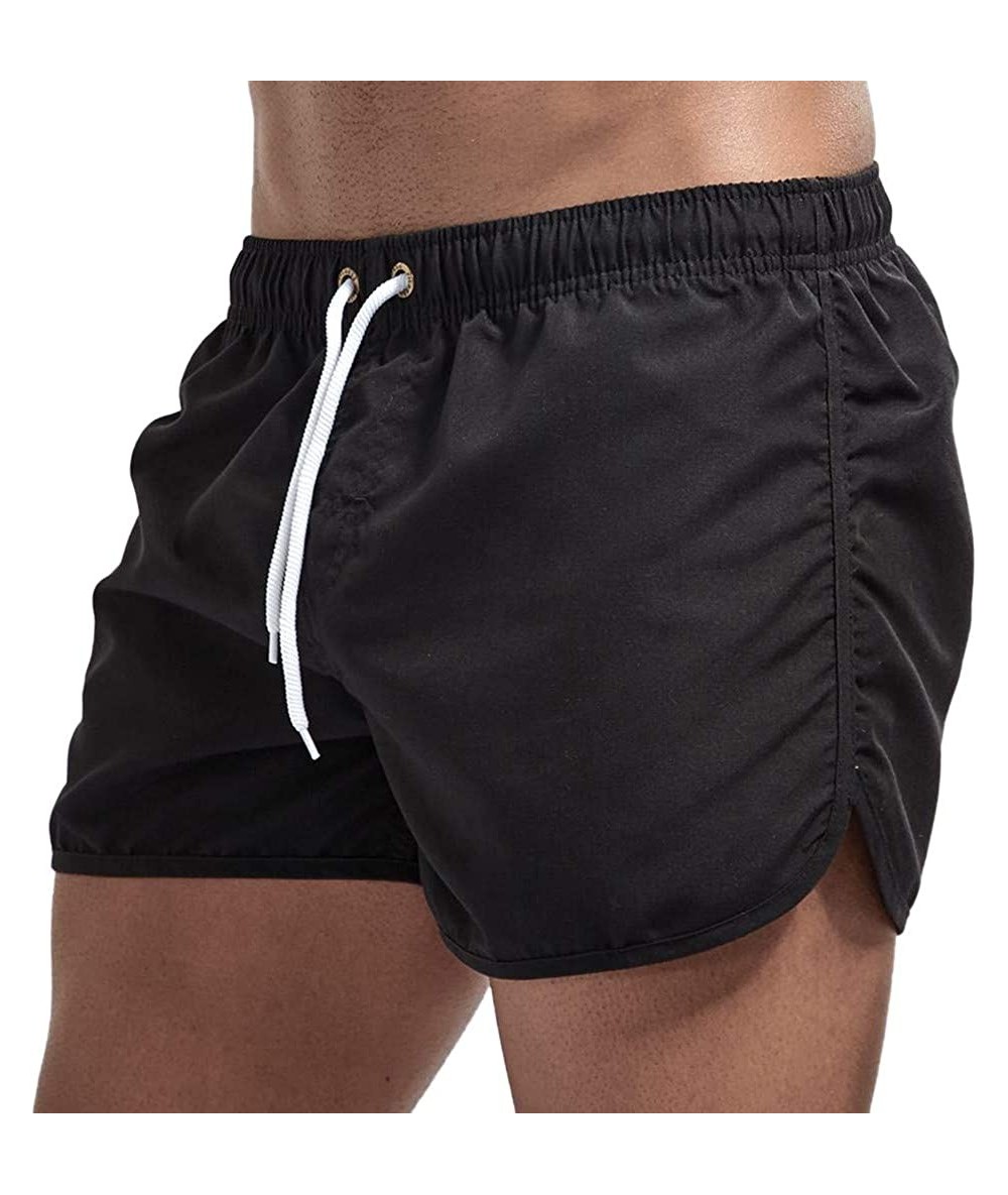 Racing Men's Spring and Summer Splicing Swimming Trousers and Beach Surfing Shorts - Black - CZ18UKICRS6 $21.22