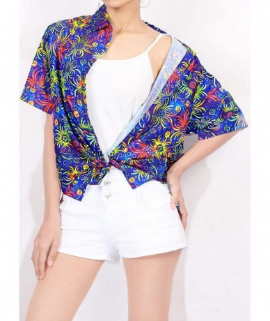 Cover-Ups Women Hawaiian Shirt Button Down Collar Party Casual Swim Aloha Beach - Multicolor_x171 - CX17AA2LIGZ $39.02