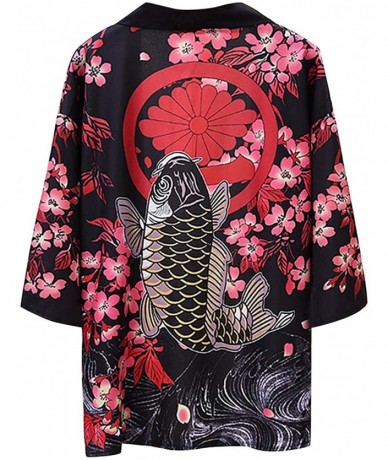 Cover-Ups Women's Loose fit Japanese Shawl Kimono Cover up Cardigan OneSize US S-XL - Style 25 - CB19994RNU3 $41.42