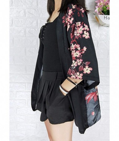 Cover-Ups Women's Loose fit Japanese Shawl Kimono Cover up Cardigan OneSize US S-XL - Style 25 - CB19994RNU3 $41.42