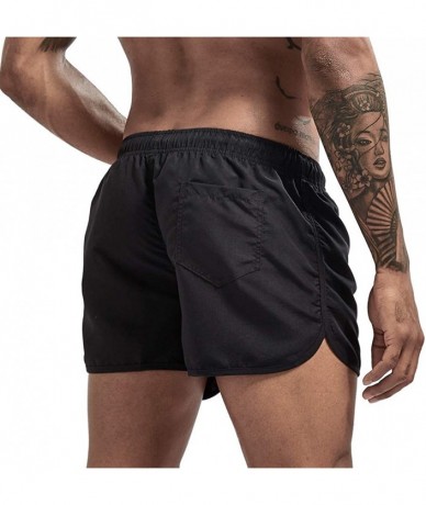 Racing Men's Spring and Summer Splicing Swimming Trousers and Beach Surfing Shorts - Black - CZ18UKICRS6 $21.22