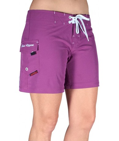 Board Shorts Women's 5" 4-Way Stretch Swim Shorts Boardshorts - Fuschia - CW12J1IXC0D $58.59