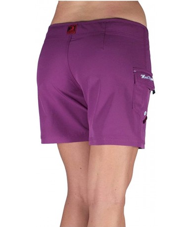 Board Shorts Women's 5" 4-Way Stretch Swim Shorts Boardshorts - Fuschia - CW12J1IXC0D $58.59