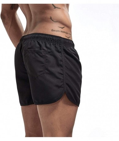 Racing Men's Spring and Summer Splicing Swimming Trousers and Beach Surfing Shorts - Black - CZ18UKICRS6 $21.22