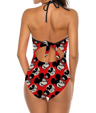 One-Pieces Mickey Mouse Smile (2) Adult One Piece Swimsuit with Tape for Women Pools Beach and Sandy Beach - C9198CWT4W2 $66.17