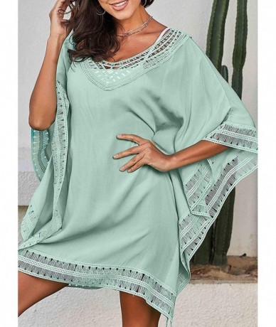 Cover-Ups Women's Swimsuit Cover up Hollow Out Crochet Tunic Bikini Loose Beach Dress - Green 9 - C818QNN5YZS $46.13