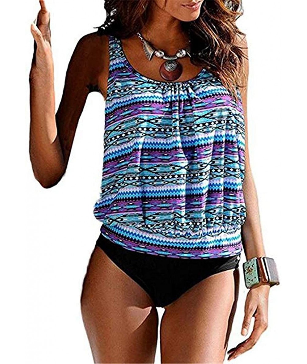 Sets 2020 Women Printed Two Pieces Tankini Swimsuit with Triangle Bottoms Bathing Suits - Color-8 - CD18UDLKDX4 $51.77