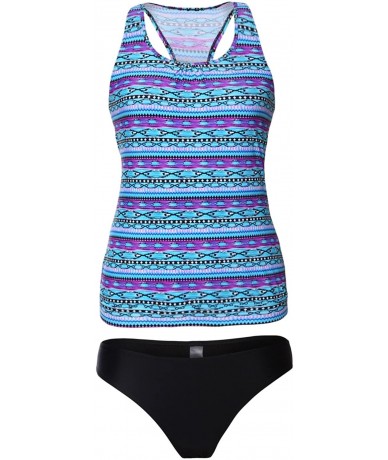 Sets 2020 Women Printed Two Pieces Tankini Swimsuit with Triangle Bottoms Bathing Suits - Color-8 - CD18UDLKDX4 $51.77