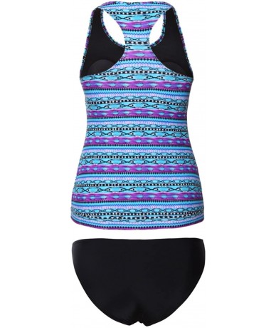 Sets 2020 Women Printed Two Pieces Tankini Swimsuit with Triangle Bottoms Bathing Suits - Color-8 - CD18UDLKDX4 $51.77