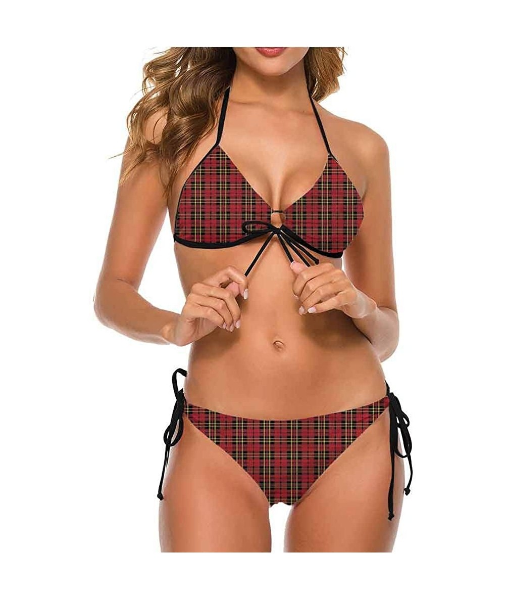 Bottoms Sexy Swimwear Checkered- Maze-Look Squares Retro Great for The Younger Crowd - Multi 06-two-piece Swimsuit - CQ19E70U...