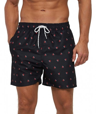 Racing Men's Swim Trunks Quick Dry Athletic Swimwear Shorts with Mesh Lining and Pockets - Black Watermelon - CF19E4D8AG4 $38.72