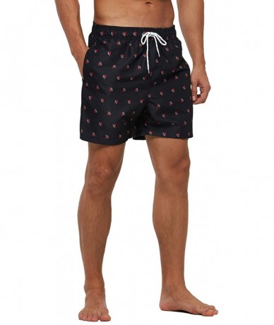 Racing Men's Swim Trunks Quick Dry Athletic Swimwear Shorts with Mesh Lining and Pockets - Black Watermelon - CF19E4D8AG4 $38.72