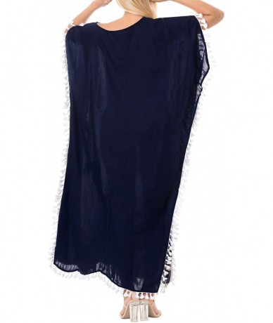 Cover-Ups Women's Caftan Tunic Kimono Dress Summer Evening Party Drawstring A - Navy Blue_b528 - CO188IZESNS $46.72