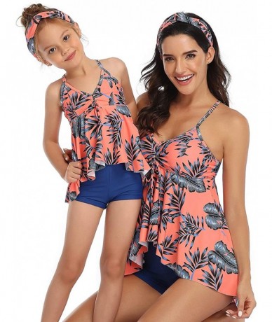 One-Pieces Mum and Daughter Matching Bathingsuit Family Swimwear Womens Floral Bikini Sets Girls Swimsuits - Conservative Ora...