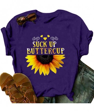 Cover-Ups T Shirts for Women Plus Size-Womens Sunflower T Shirt Summer Letter Print Short Sleeve Loose Tops Inspirational Gra...