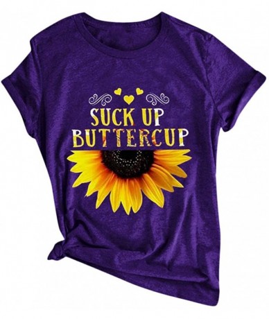 Cover-Ups T Shirts for Women Plus Size-Womens Sunflower T Shirt Summer Letter Print Short Sleeve Loose Tops Inspirational Gra...