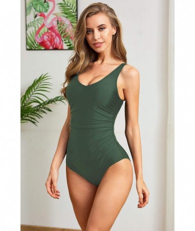 Racing Women's One Piece Swimsuit Tummy Control Padded Athletic Training Swimwear V Neck Slimming Bathing Suit Plus Size - Am...