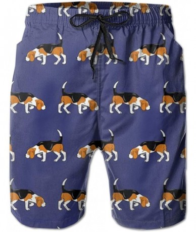 Board Shorts Men Fashion Swim Trunks Quick Dry Bathing Suits Board Shorts with Pocket - Beagle Dog - CV199DXS5HO $48.44