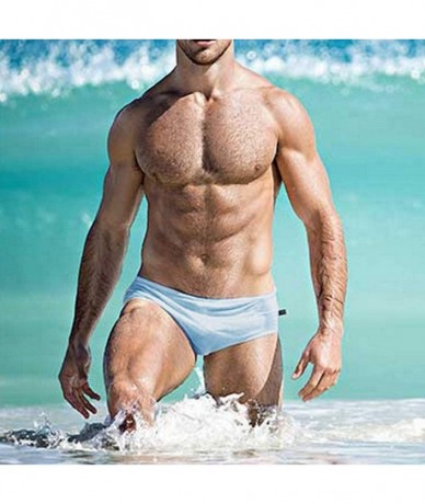 Briefs Men Sexy Swimming Briefs for Men Bikini Swimwear Brazilian Cut Swimsuits Surf Solid by Lowprofile - Light Blue - CS18N...