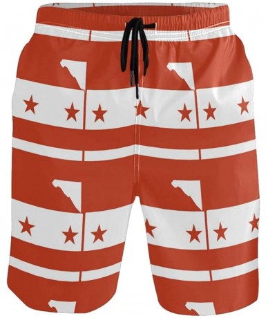 Board Shorts Men's Quick Dry Swim Trunks with Pockets Beach Board Shorts Bathing Suits - Washington Dc Flag - CB19529DZCO $48.59