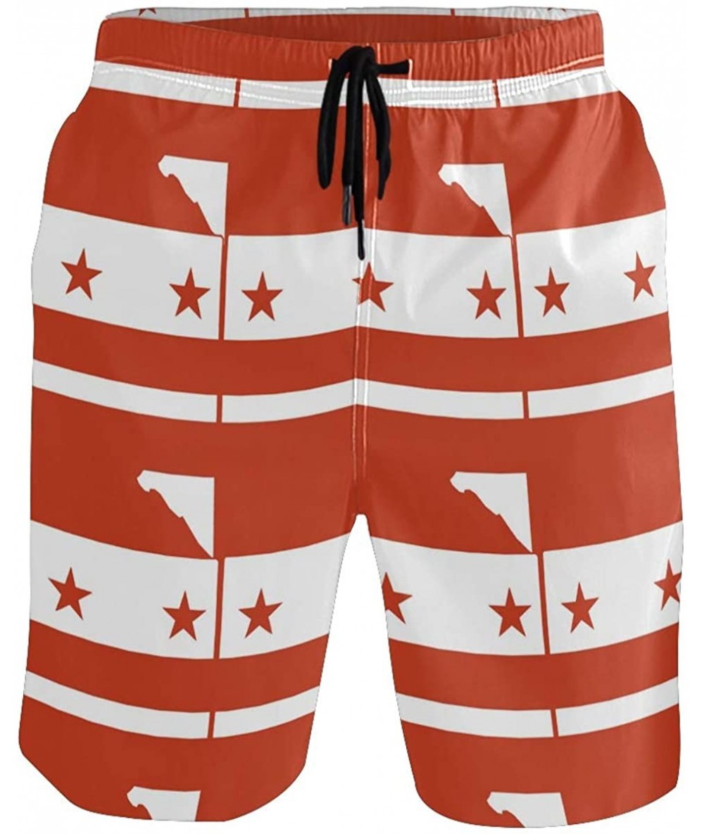 Board Shorts Men's Quick Dry Swim Trunks with Pockets Beach Board Shorts Bathing Suits - Washington Dc Flag - CB19529DZCO $48.59