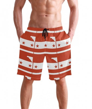 Board Shorts Men's Quick Dry Swim Trunks with Pockets Beach Board Shorts Bathing Suits - Washington Dc Flag - CB19529DZCO $48.59